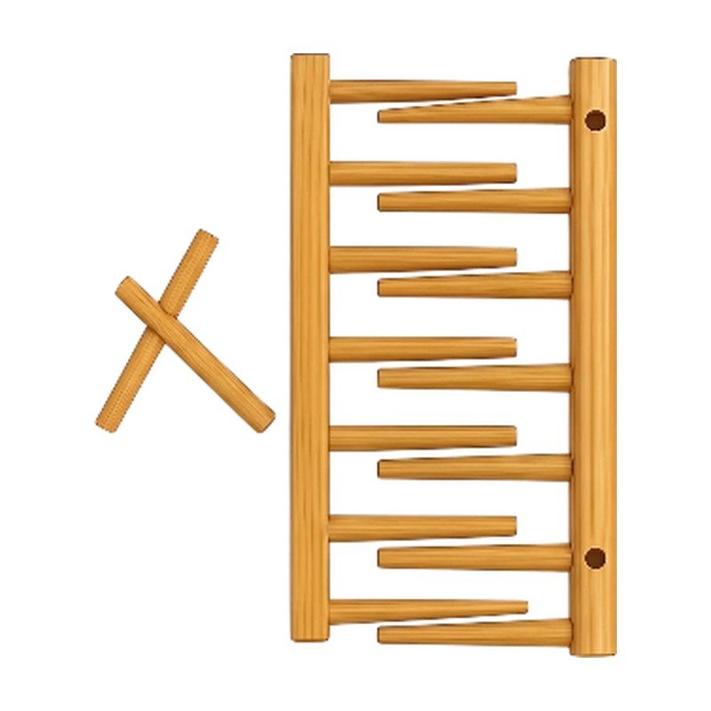 Mensola da parete in bambù con ganci pieghevoli - Portaoggetti salvaspazio da parete in finitura legno chiaro
