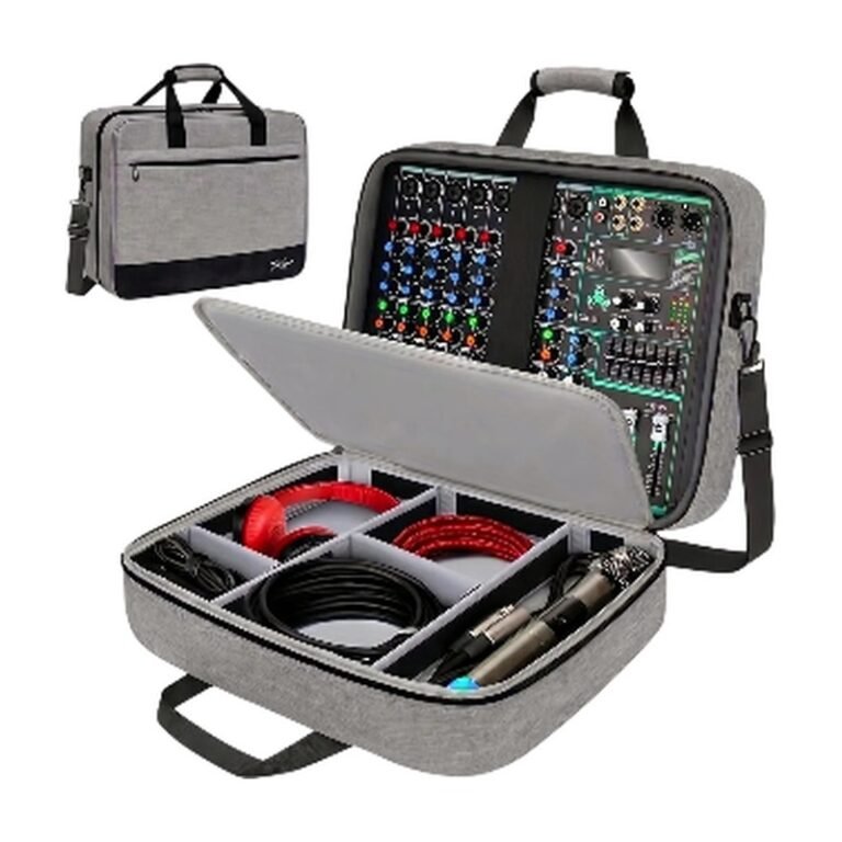 Borsa per mixer DJ con scomparti regolabili e imbottitura protettiva per il trasporto sicuro dell'attrezzatura audio