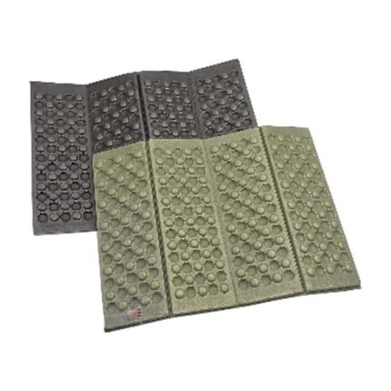 Materassino a uovo in verde militare, nero, arancione, viola e blu con comfort e protezione dall'umidità