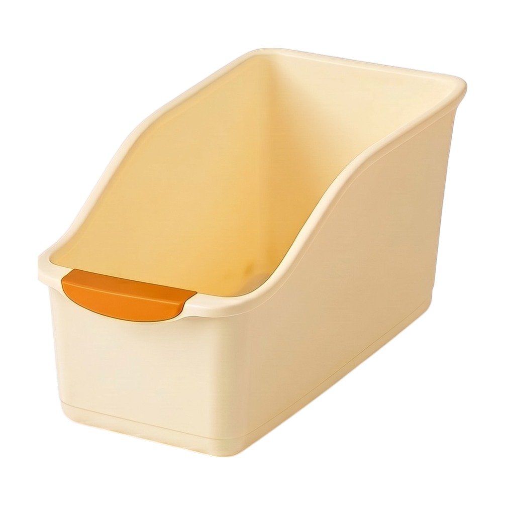 Scatola portaoggetti in plastica con apertura frontale e design impilabile per organizzare piccoli oggetti Scatola portaoggetti in plastica con apertura frontale e design impilabile per organizzare piccoli oggetti