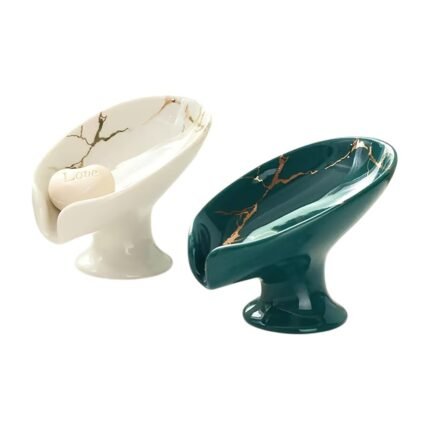 Portasapone autodrenante in ceramica effetto marmo