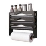 Dispenser per pellicola in bambù con taglierine integrate e portarotolo da cucina per montaggio a parete - immagine 4
