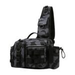 Borsa a tracolla da pesca con più tasche, cinghie porta canna e spallina singola in mimetico, nero, verde e A-marrone - immagine 5