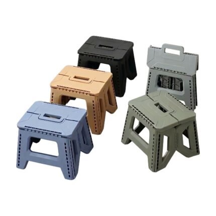 Sgabello pieghevole con maniglia nero, grigio, kaki, blu e verde – facile da piegare e trasportare