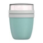 Tazza porta pranzo per porridge rosa, blu, bianca, verde e nera con doppio coperchio e contenitore superiore separato - immagine 5
