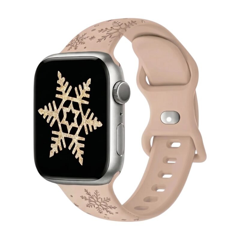 Cinturino natalizio con fiocchi di neve per smartwatch con vestibilità regolabile e design festoso per tutti i giorni