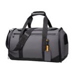 Borsa da viaggio grande nera, grigia e verde con più scomparti e tracolla regolabile per sport e weekend fuori porta - immagine 2
