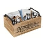 Portaposate in Legno con 4 Scomparti e Maniglie