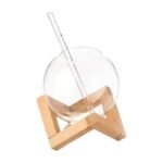 Bicchieri a sfera con cannucce e supporti in legno – 4 pz