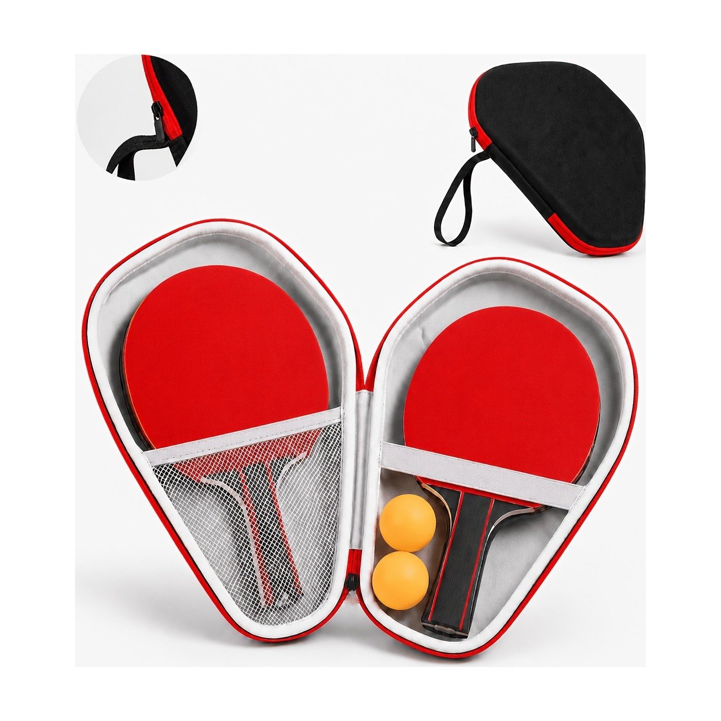 ef-52526-52525-fyld85 Custodia per 2 racchette da ping pong e palline con guscio rigido in EVA