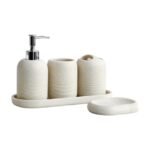 Set bagno da 5 pezzi con dispenser di sapone e portaspazzolini