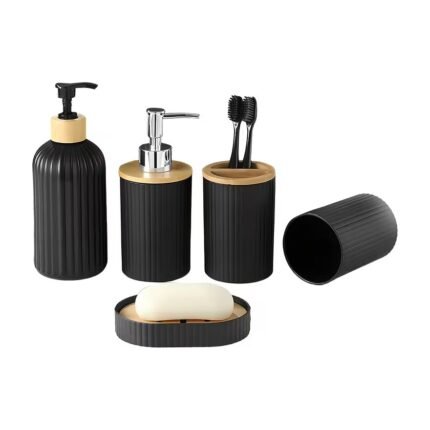 Set da bagno in 5 pezzi con dispenser di sapone e accessori