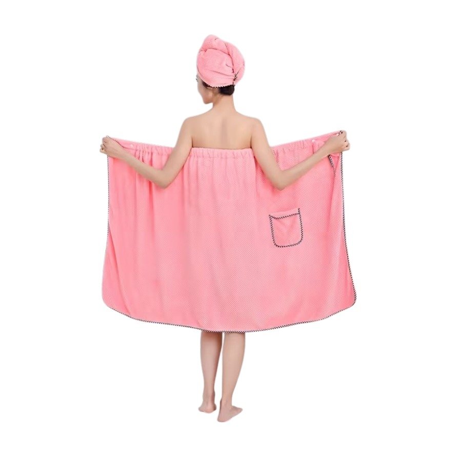 ef-54610-54626-fyld85 Telo da bagno a forma di accappatoio con cuffia doccia – 2 pezzi - immagine 1