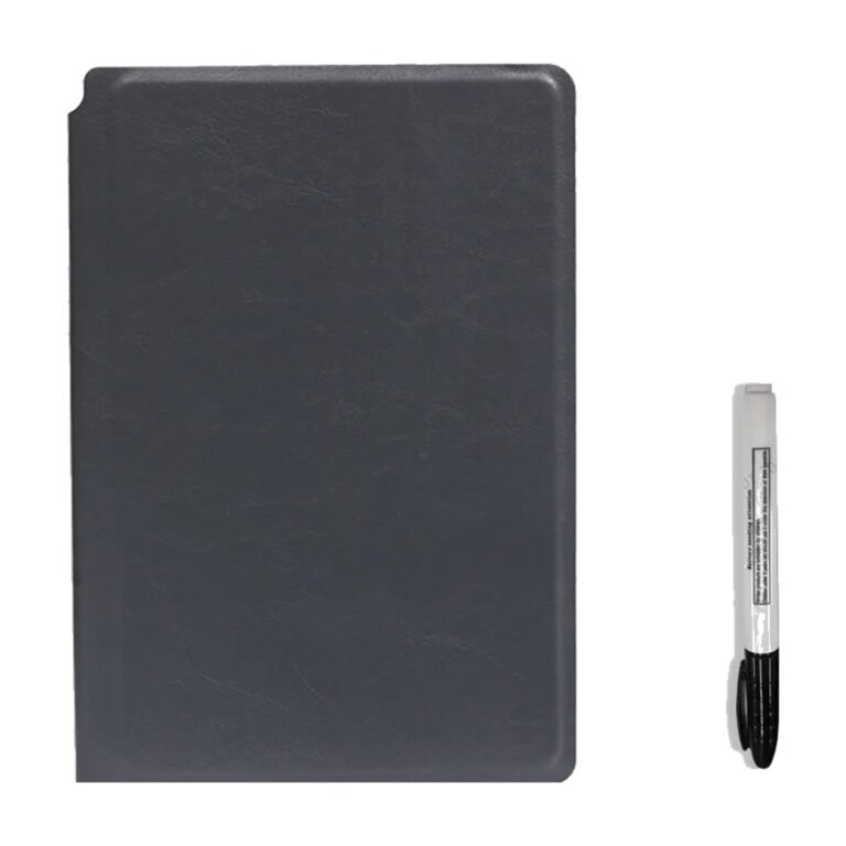 Quaderno lavagna bianca A5 riutilizzabile con pennarello e panno – Grigio